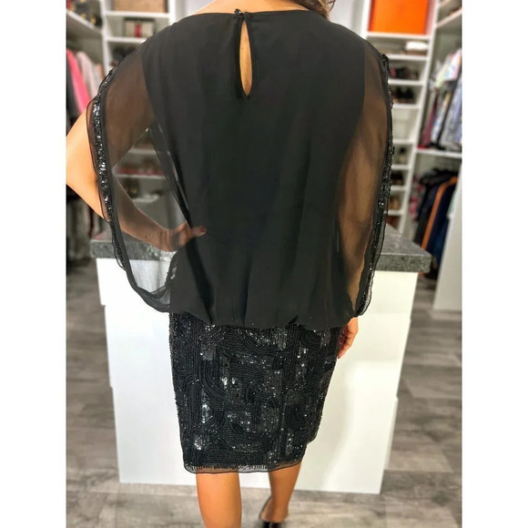 Aidan Mattox Beaded Sequin Black Cocktail Dress $395 - Picture 7 of 10